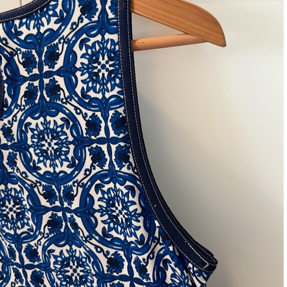 Mud Pie Blue Retro Print Dress Size Small - Picture 5 of 8